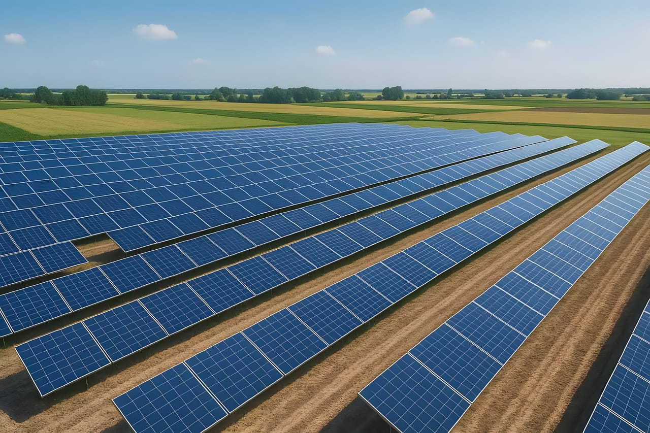 Granja solar sobre terreno agrícola